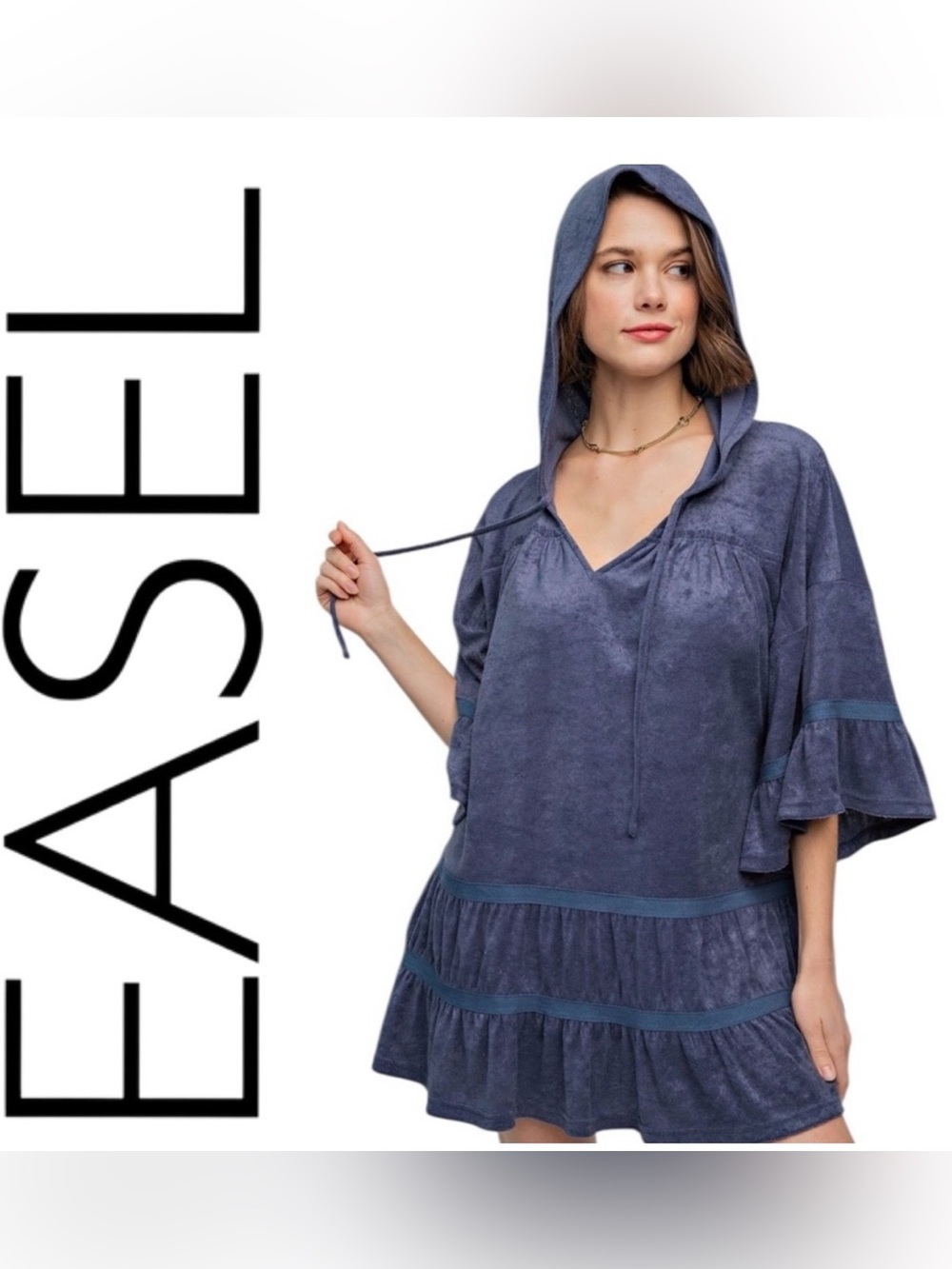 M easel Indigo Hooded Tiered Tunic/Dress